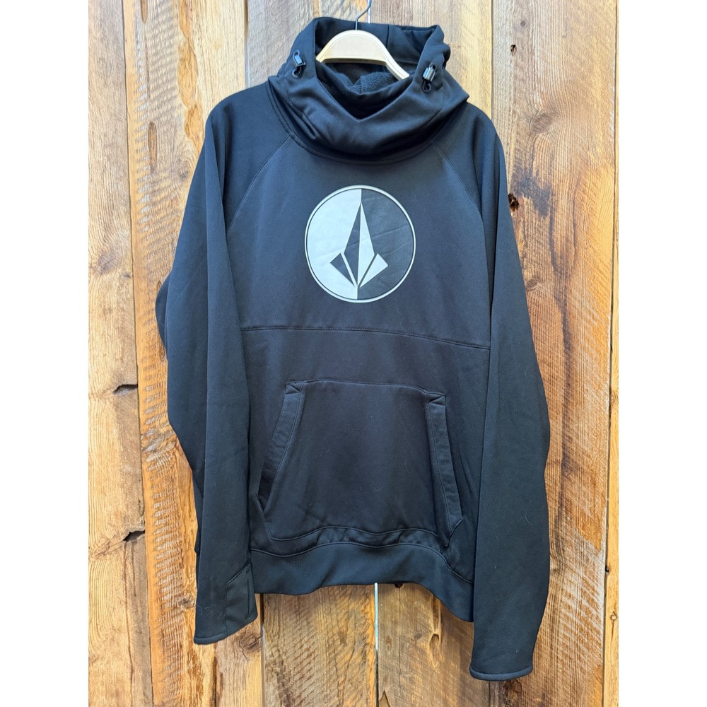 Volcom Mens XL Hoodie Black Stone Logo Cowl Neck Pullover Skate Surf Streetwear